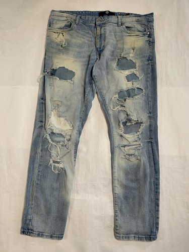 Jordan Craig Jeans Mens 40x32 Blue Sean Fit Distressed Denim Grunge Trashed