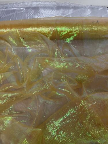 1 mtr Gelbgold irisierender glänzender Crinkle Organza Stoff..45" breit (114cm) - Bild 4 von 6