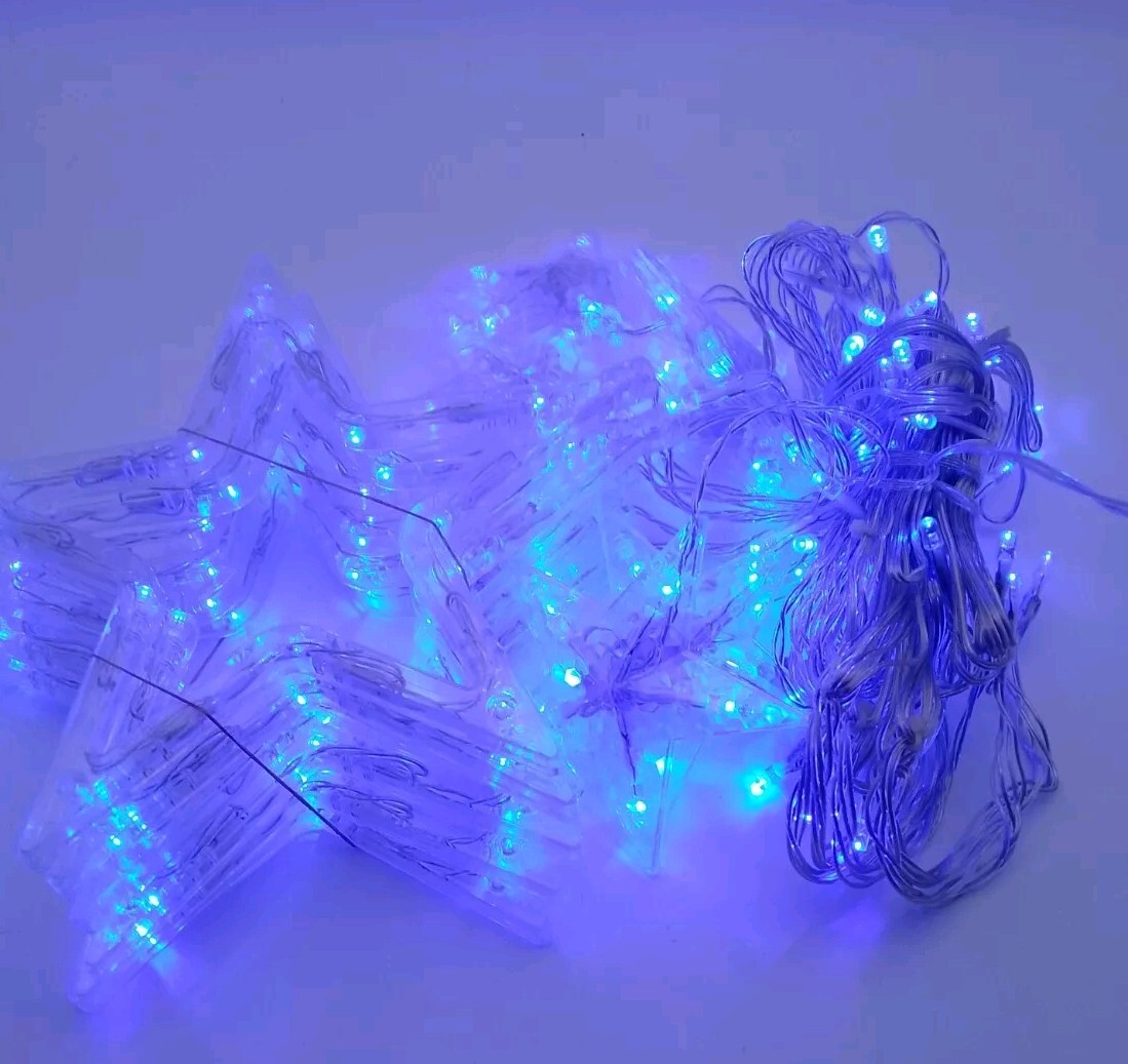 Led Lichterkette 12 Sterne Sternenvorhang Lichtervorhang Blau