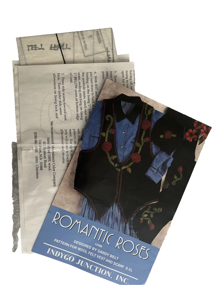 Indygo Junction Romantic Roses Sandy Belt Wool Felt Vest and Scarf Pattern - Image 2 of 2