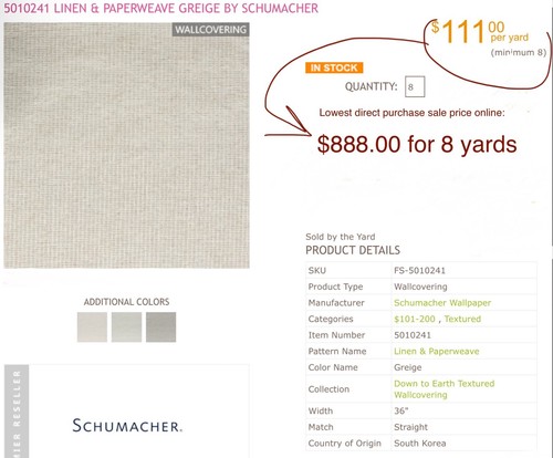 8YD SCHUMACHER 5010241 Linen & Paperweave Greige Artisanal Wallpaper $900 Retail - Picture 10 of 21