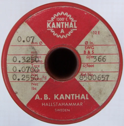 0.07mm 41AWG, 366Ω/m 112Ω/ft, Genuine Kanthal A Resistance Wire