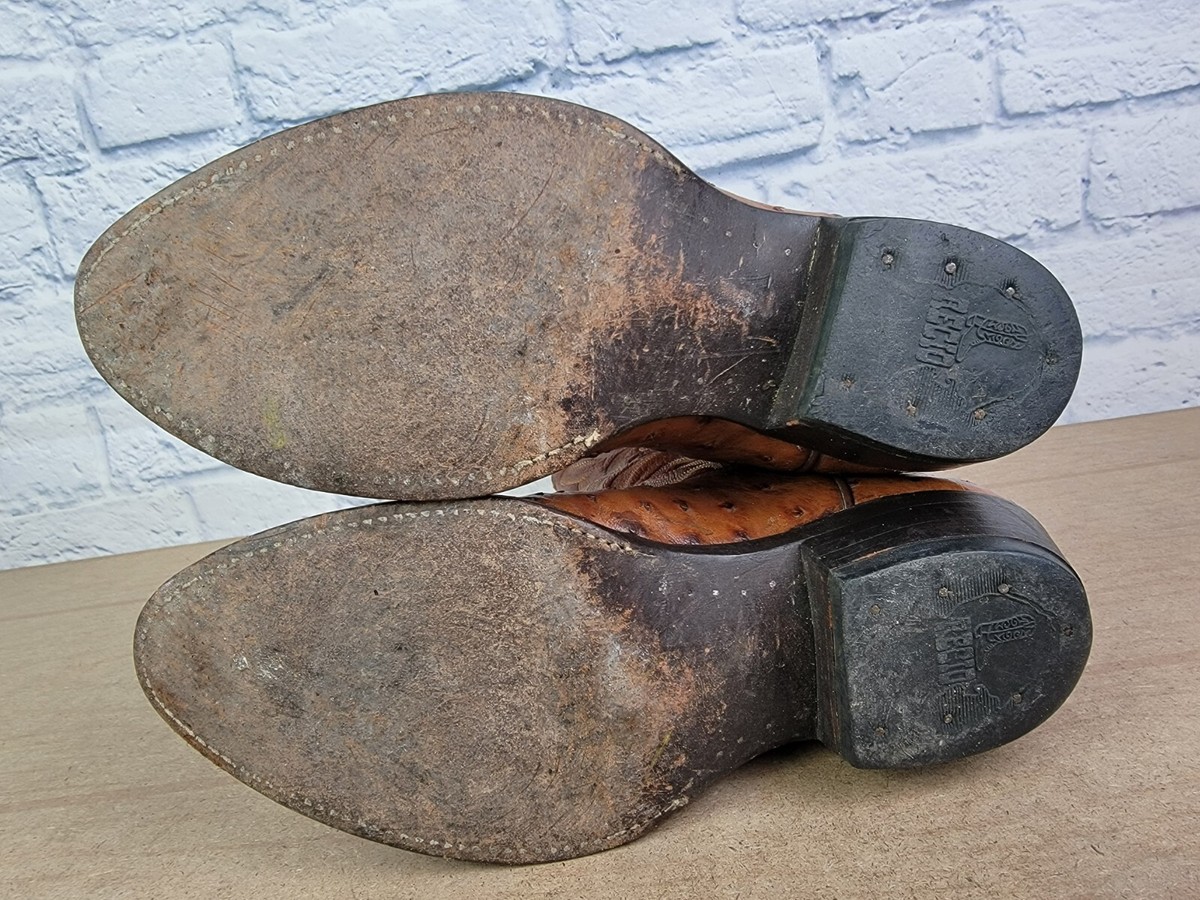 Vintage Tony Lama Full Quill Ostrich Leather Western Cowboy