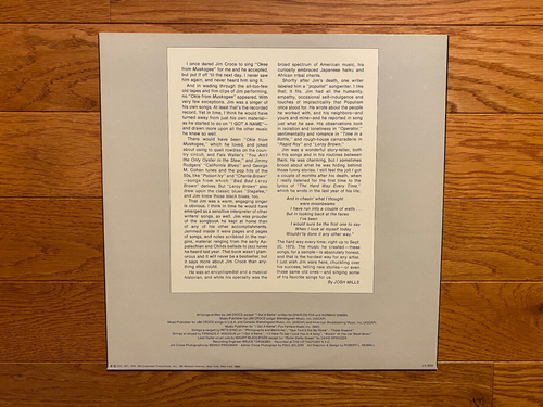Jim Croce - Photographs & Memories His Greatest Hits LP 1978 Press w/ Inner VG+ - Picture 3 of 6
