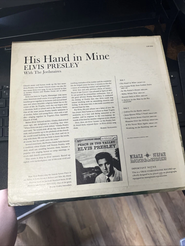 Elvis Presley His Hand in Mine by Elvis LP RCA LSP-2328 Stereo - Image 2 of 4