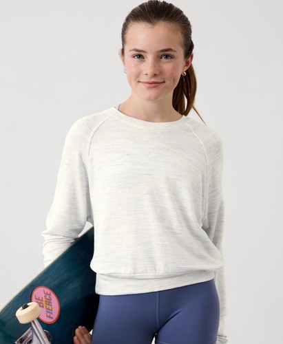 ATHLETA GIRL All Day Crewneck Sweatshirt Medium (8-10) Gray Spacedye 848215 - Picture 5 of 5