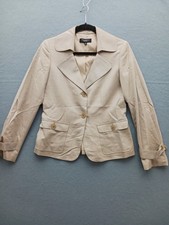 Talbots Women Blazer Size 2 Beige Viscose Blend Button Detail Casual Classic