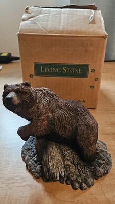 Vintage 1997 Large Living Stone Rare Brown Bear Logging Time Never Displayed!