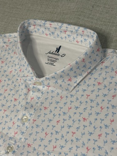 Johnnie-O Featherweight Pin Up White Performance Jersey Polo Shirt Men’s XL $110
