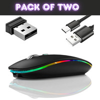 RGB LED Wireless Mouse Rechargeable Optical Silent Mice USB For PC Laptop UK New
