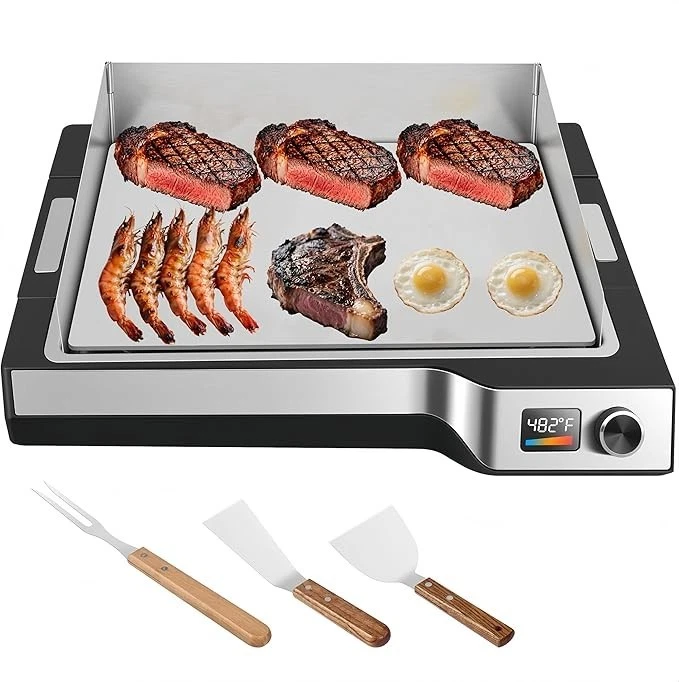 Indoor Grill 482°F Highest,Electric Griddle Nonstick Coating,14" Electric Grill