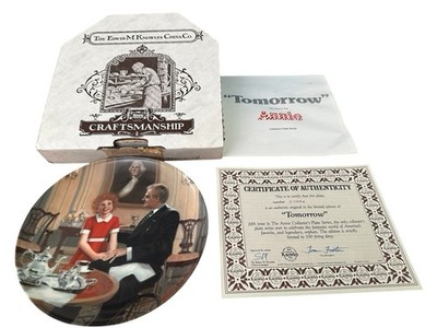 Edwin M Knowles ''Tomorrow'' Norman Rockwell Plate Ltd Ed + COA Box Rare 