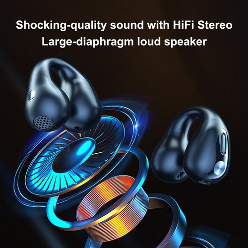 BT5.3 HiFi Stereo Wireless Earbuds Earhooks Clip On Headphones Headset - Picture 6 of 8