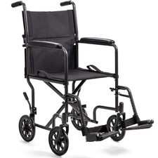 Invacare Transport Wheelchair w/19" Seat, Lightweight Foldable Chair - Black