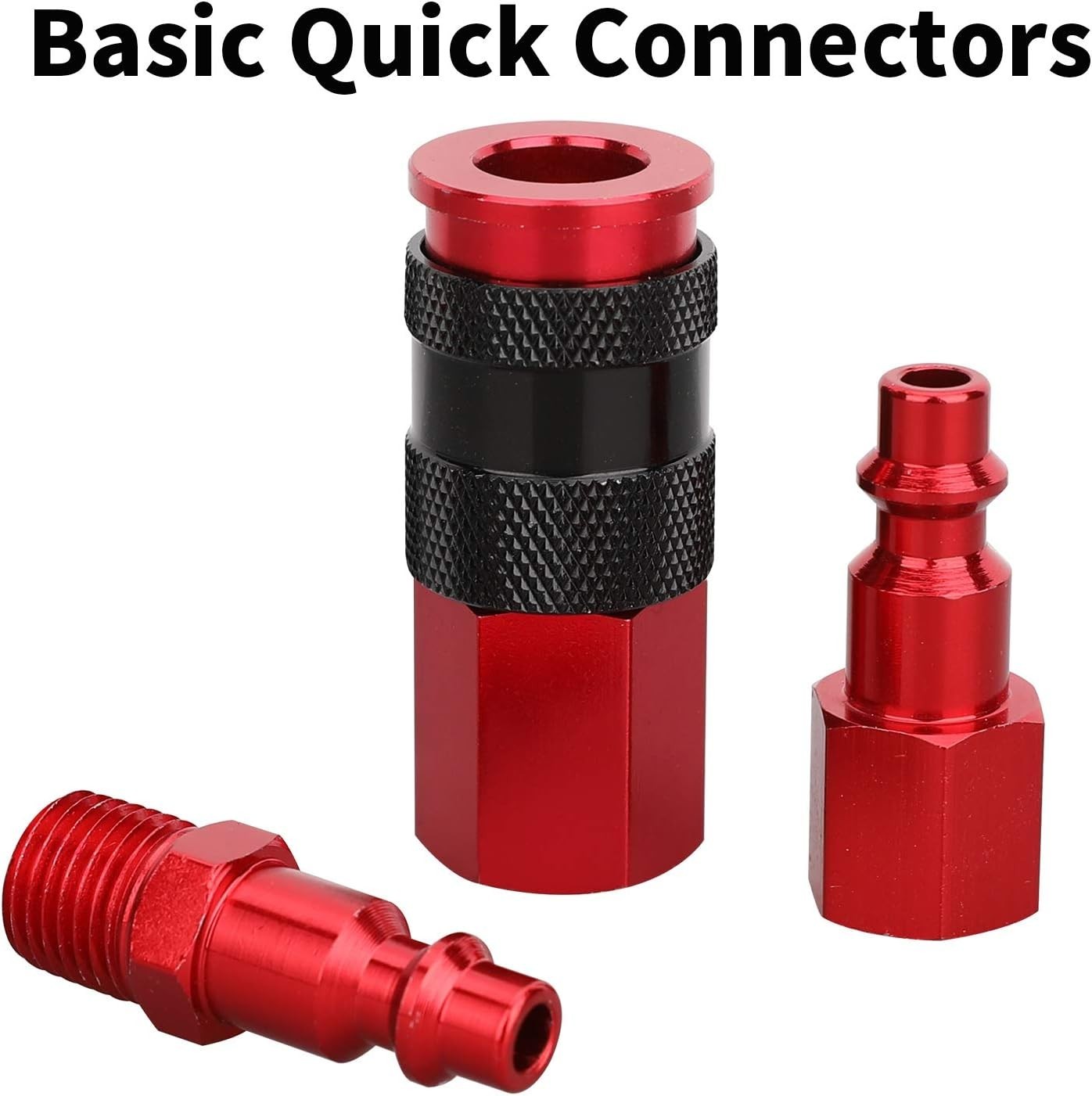 Self-Coiling 25ft Red Air Hose - Flexible Polyurethane with Quick Connect