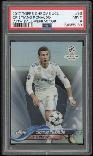PSA 9 Cristiano Ronaldo 2017 Topps Chrome UEFA Champions League #93 Refractor