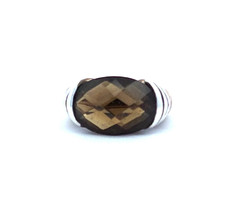 Smokey quartz specialty cut sterling silver 925 ring size 7