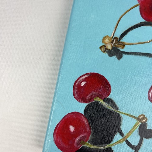 Colorful Original 8x10 Cherry Painting – Fruit Pop Art Summer Kitchen Wall Decor - Foto 4 di 12
