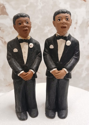 2 Vintage John Pleasants Black African American Ushers Figurines Signed JP '94