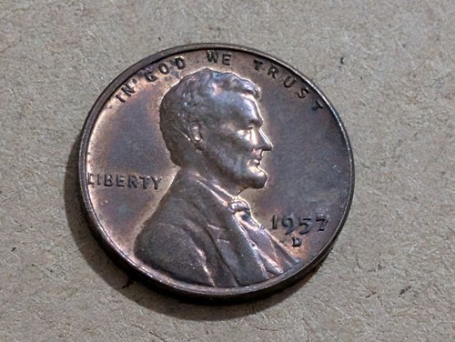 Centavo de trigo Lincoln 1957-D, circulado sin clasificar sin certificado  - Imagen 1 de 2