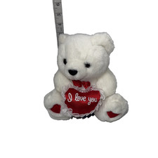 Vintage 1998 BMI I Love you Heart Plush Teddy Bear Red Bow Hearts Valentines Day