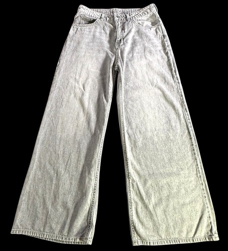 Damen Low Rise Wide Leg leichte grau Denim Baggy Jeans Größe 30 " Taille