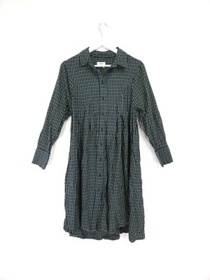 Toast Dress Size 8 Navy Green Check Swingy Shirt Midi Long Sleeve Button Up