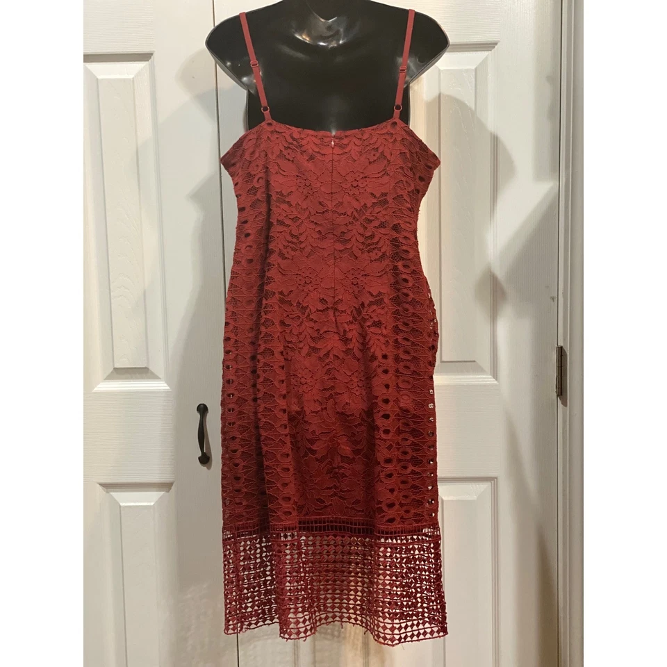 Vestido de Encaje Cato Sin Mangas Midi Cóctel Fiesta Boda Invitado Marrón Rojizo Foto 4 de 4