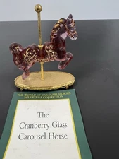 Franklin Mint The World Of Carousel Horses Collection Cranberry Glass Sculpture 