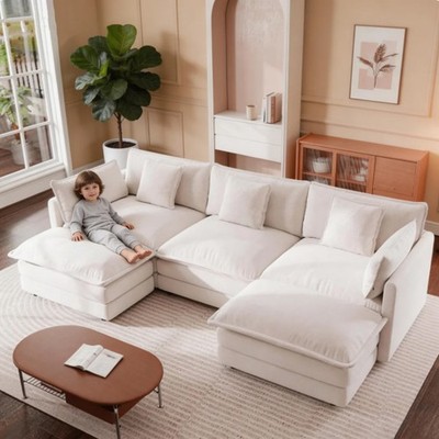 White Durable Modular Sectional Sofa Living Room Furniture Sectional With Seat