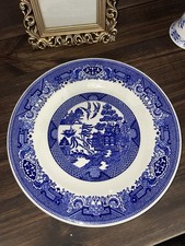 Royal China Willow Ware Blue  White Ceramic Dinner Plate Round Glossy
