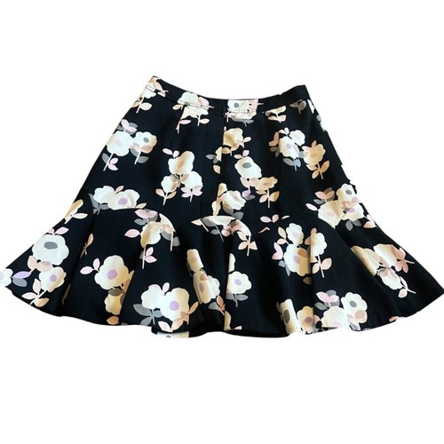 Kate Spade New York Black Floral Print Skirt Flirty Fit N Flare Size 4 Women's - Picture 6 of 11