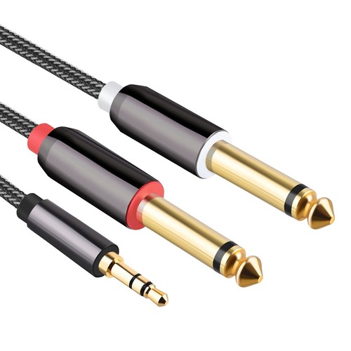 Audio Kabel 3,5 Mm Bis Doppelt 6,35 Mm Aux Kabel 2X6,5 Buchse Bis 3,5 Steck3551 - Bild 3 von 6