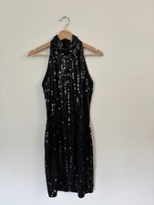 VTG 80s/90s Niteline Della Roufogali Black Sequin Dress NYE/Holiday Back Sz M
