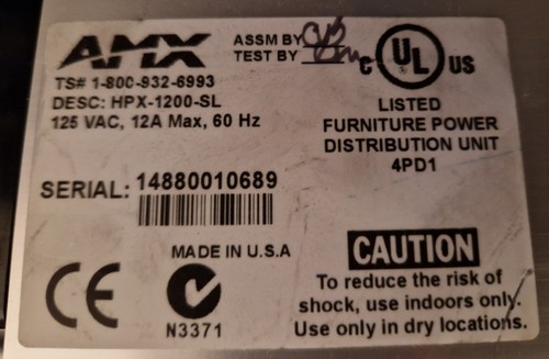 AMX HPX-1200-SL Furniture Power Distribution Unit 4PD1 - Afbeelding 2 van 9