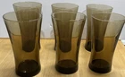 Set of 6 Anchor Hocking Linden Mocha Flared Tumbler Drinking Glasses Vintage