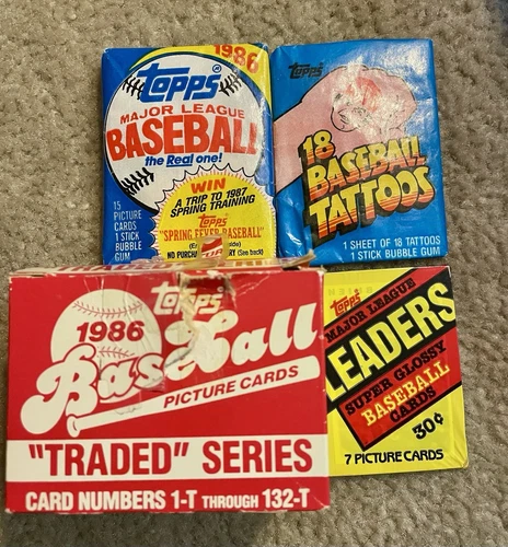 1986 Topps Traded Set w/ Bonds RC (Open) + 3 Sealed Packs - Vintage MLB Cards