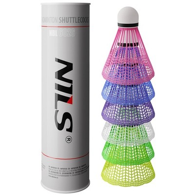 Badminton Federbälle Nylon 6er Set Multicolor Federball NILS NBL6026