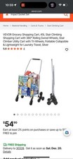 Grocery Shopping Cart with 360  Rolling Swivel Wheels Stair Climber Utility Cart