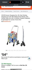 Grocery Shopping Cart with 360° Rolling Swivel Wheels Stair Climber Utility Cart