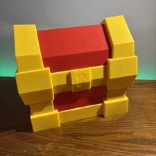 Retro 8-bit Video Game Style Red Gold Treasure Toy Storage Collectible Chest