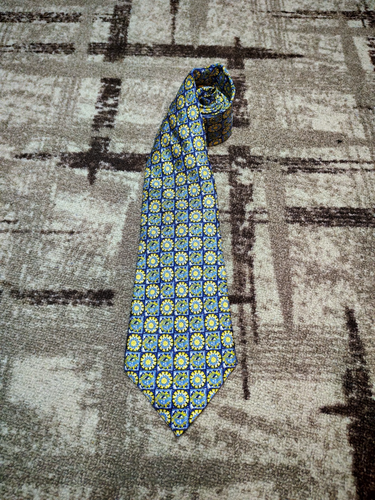 cravatta uomo vintage Kiton Napoli 100% tutta seta classica lusso geometrica - Foto 3 di 6