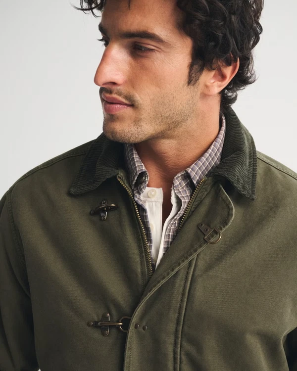 Abercrombie Canvas Fireman Clasp Jacket Olive Men's Workwear Coat image 6