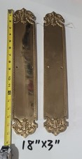 Brass Door Push Plates Ornate Victorian Polished Large 18 Matching Pair Brass Door Push Plates Ornate Victorian Polished Large 18 Matching Pair