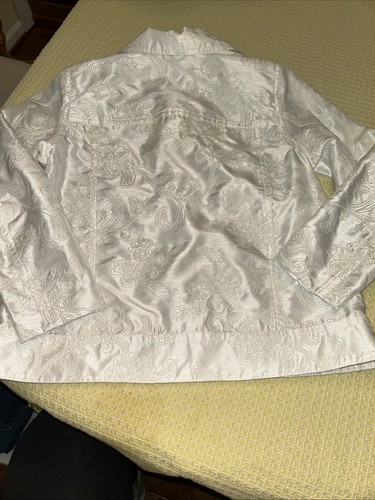 Susan Graver Small White Embroidered Jacket - Picture 4 of 5