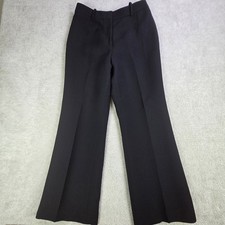 Nili Lotan Wool Silk High Waisted Wide Leg Trousers Womens 10 Black USA Made