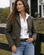 Vintage Lizsport Blazer Wool Plaid Wood Button size 14