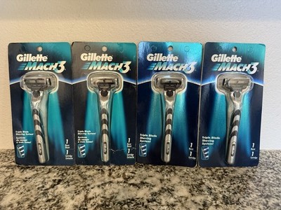 4 Pack Gillette Mach3 Razor Blade Cartridge Shaver Handle 1998 - NEW