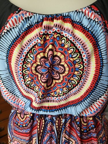 Langes Sommerkleid Bailey blau klein mehrfarbig gefüttert verstellbarer Riemen elastische Taille neu mit Etikett - Bild 3 von 14
