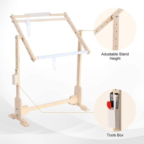 32CT Cross Stitch Stand 360 Rotation Adjustable Embroidery Tapestry Wooden Frame - Picture 5 of 9